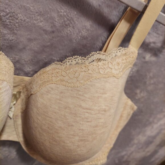 Ambrielle 42D Bra Organic Cotton Demi Underwire covertable straps jersey tan - Picture 9 of 16